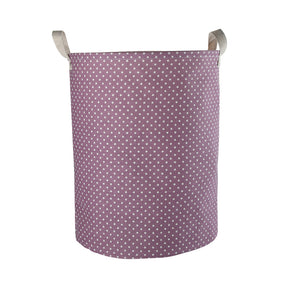 Furlinic Collapsible Laundry Baskets Large,Eco Foldable Dirty Clothes Stand Storage Hampers,Waterproof Round Inner Drawstring Clothing Bins(Available 17.7" & 19.7" Height)-Wine Dots,L.