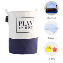 Load image into Gallery viewer, Furlinic Collapsible Laundry Baskets Large,Eco Foldable Dirty Clothes Stand Storage Hampers,Waterproof Round Inner Drawstring Clothing Bins(Available 17.7&quot; &amp; 19.7&quot; Height)-Plan TO Wash,L.