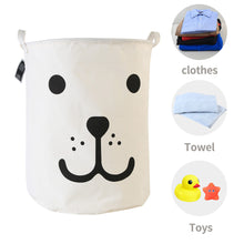 Load image into Gallery viewer, Furlinic Extra Large Laundry Baskets,Collapsible Dirty Clothes Stand Storage Hampers,Foldable Waterproof Round Inner Drawstring Clothing Bins-Smile Dog(75 L).