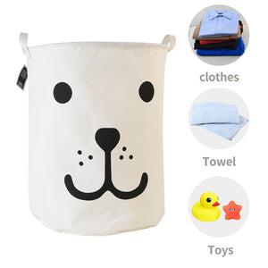 Furlinic Large Laundry Baskets,Collapsible Dirty Clothes Stand Storage Hampers,Foldable Waterproof Round Inner Drawstring Clothing Bins-Smile Dog(45 L).