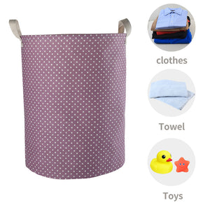 Furlinic Collapsible Laundry Baskets Large,Eco Foldable Dirty Clothes Stand Storage Hampers,Waterproof Round Inner Drawstring Clothing Bins(Available 17.7" & 19.7" Height)-Wine Dots,L.