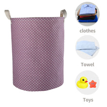 Load image into Gallery viewer, Furlinic Collapsible Laundry Baskets Large,Eco Foldable Dirty Clothes Stand Storage Hampers,Waterproof Round Inner Drawstring Clothing Bins(Available 17.7&quot; &amp; 19.7&quot; Height)-Wine Dots,M.