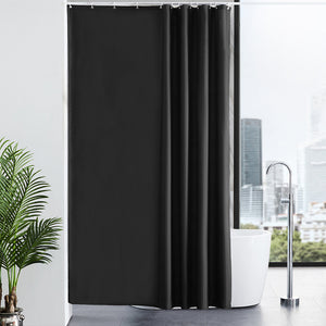 Furlinic Solid Black Shower Curtains,Mildew Resistant Waterproof 180 x 180cm,Including 12 PCS Plastic Hooks.