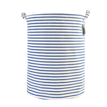 Load image into Gallery viewer, Furlinic Collapsible Laundry Baskets Large,Eco Foldable Dirty Clothes Stand Storage Hampers,Waterproof Round Inner Drawstring Clothing Bins(Available 17.7&quot; &amp; 19.7&quot; Height)-Blue Narrow Stripe,L.