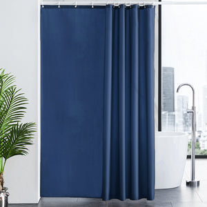 Furlinic Shower Curtain with Hooks,Extra Long 100% Polyester Bathroom Shower Curtains Waterproof(Dark Blue),180 x 210cm(72 x 84 Inch).