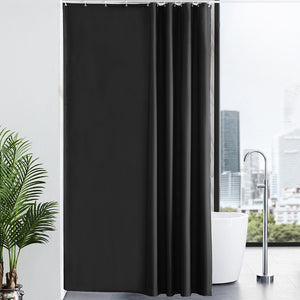 Furlinic Black Fabric Shower Curtain Extra Long,Smooth Dustproof Material Curtains for Shower with 12 Plastic Hooks-60" x 72".