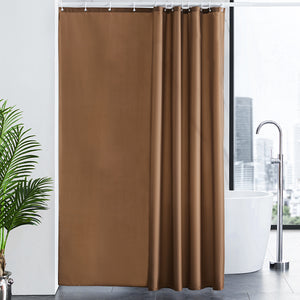 Furlinic Shower Curtains Extra Large Bathroom Waterproof Fabric Washable Liner Mould Proof,Sets With 12 Plastic Rings-71" x 82",Brown.