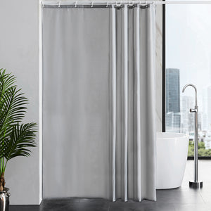 Furlinic Extra Wide Grey Fabric Shower Curtain,Smooth Dustproof Material Curtains for Shower with 16 Plastic Hooks-96" x 78".