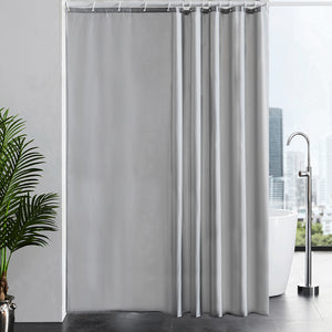 Furlinic Extra Long Shower Curtain With Hooks,100% Polyester Bathroom Shower Curtain Waterproof(Grey),200 x 240cm(78 x 94 Inch).