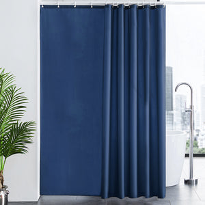 Furlinic Dark Blue Fabric Shower Curtain Extra Long,Smooth Dustproof Material Curtains for Shower with 12 Plastic Hooks-78" x 94".