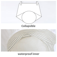 Load image into Gallery viewer, Furlinic Collapsible Laundry Baskets Large Eco Foldable Dirty Clothes Stand Storage Hampers Waterproof Round Inner Drawstring Clothing Bins-XL/H60cm x Ø40cm,Black Narrow Stripe.
