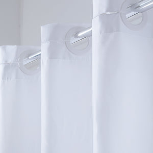 Furlinic Extra Long Hookless Shower Curtain, White Fabric Curtains Anti Mould and Waterproof for Wet Room with Plastic Buckles-78x96 Inch.