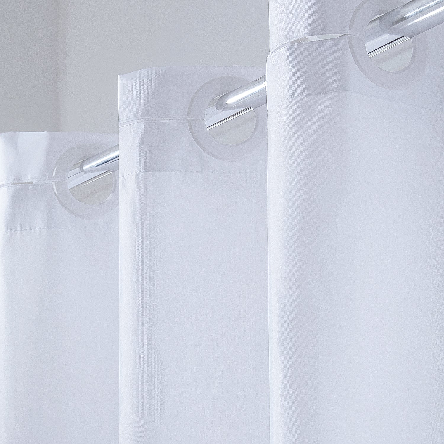 Furlinic Extra Long Hookless Shower Curtain, White Fabric Curtains Ant