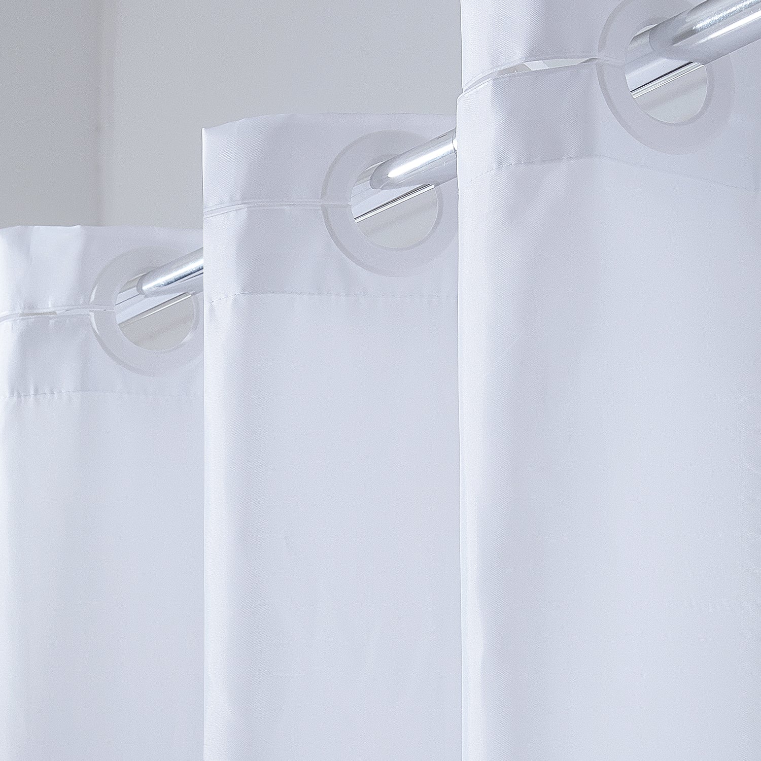 Furlinic Anti Mould Hookless Shower Curtain White Fabric, Weighted Cur
