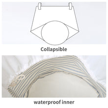 Load image into Gallery viewer, Furlinic Collapsible Laundry Baskets Large Eco Foldable Dirty Clothes Stand Storage Hampers Waterproof Round Inner Drawstring Clothing Bins-XL/H60cm x Ø40cm,Blue Narrow Stripe.