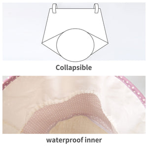 Furlinic Collapsible Laundry Baskets Large Eco Foldable Dirty Clothes Stand Storage Hampers Waterproof Round Inner Drawstring Clothing Bins-XL/H60cm x Ø40cm,Wine Dots,L..