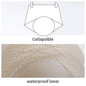 Furlinic Collapsible Laundry Baskets Large Eco Foldable Dirty Clothes Stand Storage Hampers Waterproof Round Inner Drawstring Clothing Bins-XL/H60cm x Ø40cm,White Dots