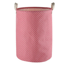 Load image into Gallery viewer, Furlinic Collapsible Laundry Baskets Large Eco Foldable Dirty Clothes Stand Storage Hampers Waterproof Round Inner Drawstring Clothing Bins-XL/H60cm x Ø40cm,Pink Dots,XL.
