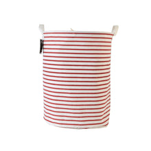 Load image into Gallery viewer, Furlinic Collapsible Laundry Baskets Large,Eco Foldable Dirty Clothes Stand Storage Hampers,Waterproof Round Inner Drawstring Clothing Bins(Available 17.7&quot; &amp; 19.7&quot; Height)-Red Narrow Stripe,M.