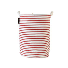 Load image into Gallery viewer, Furlinic Collapsible Laundry Baskets Large,Eco Foldable Dirty Clothes Stand Storage Hampers,Waterproof Round Inner Drawstring Clothing Bins(Available 17.7&quot; &amp; 19.7&quot; Height)-Red Narrow Stripe,M.