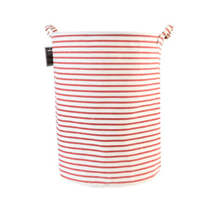 Furlinic Collapsible Laundry Baskets Large,Eco Foldable Dirty Clothes Stand Storage Hampers,Waterproof Round Inner Drawstring Clothing Bins(Available 17.7" & 19.7" Height)-Red Narrow Stripe,L.