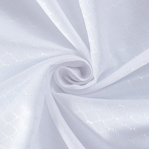 Furlinic Waffle Shower Curtain Long White Fabric,Heavy Opaque Curtains Liner Washable Waterproof for Stall or Bathtub,82x71 Inch.