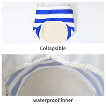 Load image into Gallery viewer, Furlinic Collapsible Laundry Baskets Large Eco Foldable Dirty Clothes Stand Storage Hampers Waterproof Round Inner Drawstring Clothing Bins-XL/H60cm x Ø40cm,Blue Strips.