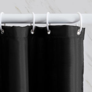 Furlinic Solid Black Shower Curtains,Mildew Resistant Waterproof 180 x 180cm,Including 12 PCS Plastic Hooks.