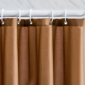 Furlinic Shower Curtains Extra Large Bathroom Waterproof Fabric Washable Liner Mould Proof,Sets With 12 Plastic Rings-71" x 82",Brown.