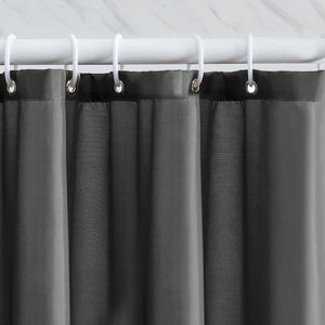 Furlinic Dark Grey Fabric Shower Curtain Extra Long,Smooth Dustproof Material Curtains for Shower with 12 Plastic Hooks-60" x 72".