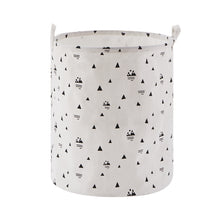 Load image into Gallery viewer, Furlinic Collapsiable Large Linen Laundry Basket with Drawstring and Handles,Foldable Fabric with Waterproof Coating Dirty Baskets for Dorm Nursery Family-Black Triangles(65 L).