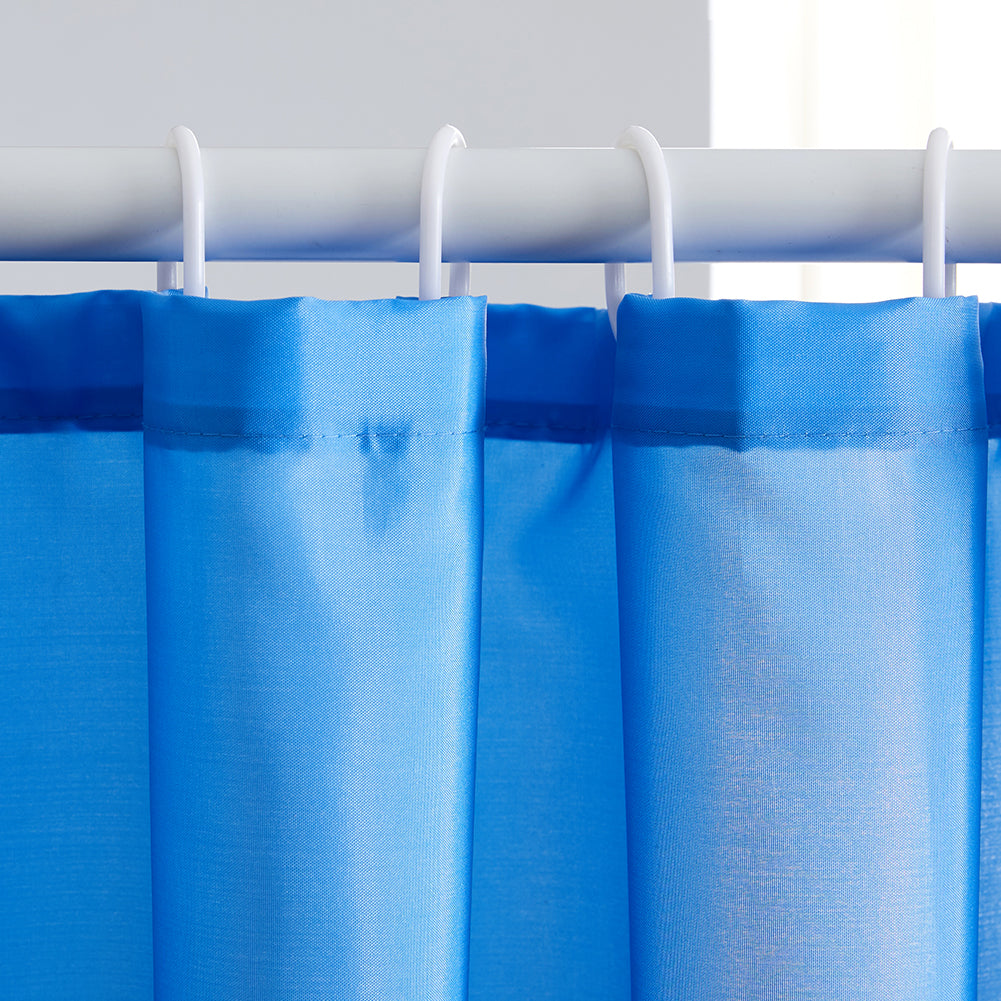 Furlinic Sky Blue Shower Curtain Made of Eco Heavy Fabric with 12 Plas