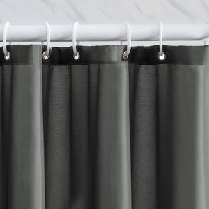 Furlinic Extra Wide Dark Grey Fabric Shower Curtain,Smooth Dustproof Material Curtains for Shower with 16 Plastic Hooks-96" x 78".