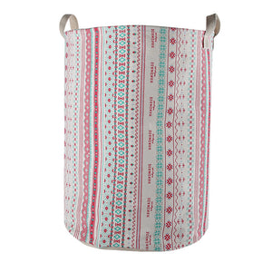 Furlinic Collapsible Laundry Baskets Large Eco Foldable Dirty Clothes Stand Storage Hampers Waterproof Round Inner Drawstring Clothing Bins-XL/H60cm x Ø40cm,Bohemia A,XL