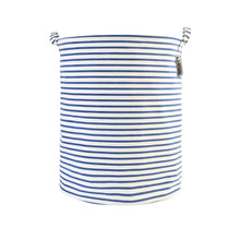 Load image into Gallery viewer, Furlinic Collapsible Laundry Baskets Large,Eco Foldable Dirty Clothes Stand Storage Hampers,Waterproof Round Inner Drawstring Clothing Bins(Available 17.7&quot; &amp; 19.7&quot; Height)-Blue Narrow Stripe,M.