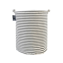 Load image into Gallery viewer, Furlinic Collapsible Laundry Baskets Large,Eco Foldable Dirty Clothes Stand Storage Hampers,Waterproof Round Inner Drawstring Clothing Bins(Available 17.7&quot; &amp; 19.7&quot; Height)-Black Narrow Stripe,M.