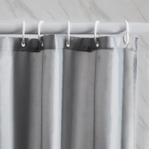 Furlinic Grey Fabric Shower Curtain Extra Long,Smooth Dustproof Material Curtains for Shower with 12 Plastic Hooks-60" x 72".