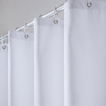Load image into Gallery viewer, Furlinic Waffle Shower Curtain Long White Fabric,Heavy Opaque Curtains Liner Washable Waterproof for Stall or Bathtub,82x71 Inch.