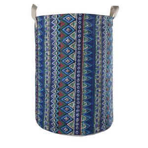 Furlinic Collapsible Laundry Baskets Large Eco Foldable Dirty Clothes Stand Storage Hampers Waterproof Round Inner Drawstring Clothing Bins-XL/H60cm x Ø40cm,Bohemia C.