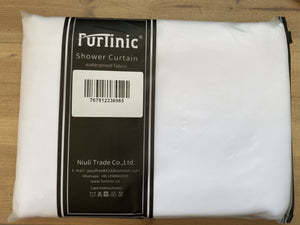 Furlinic Extra Wide White Fabric Shower Curtain,Smooth Dustproof Material Curtains for Shower with 16 Plastic Hooks-96" x 78".