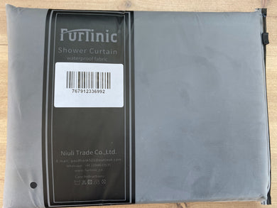 Furlinic Black Fabric Shower Curtain Extra Long,Smooth Dustproof Material Curtains for Shower with 12 Plastic Hooks-60