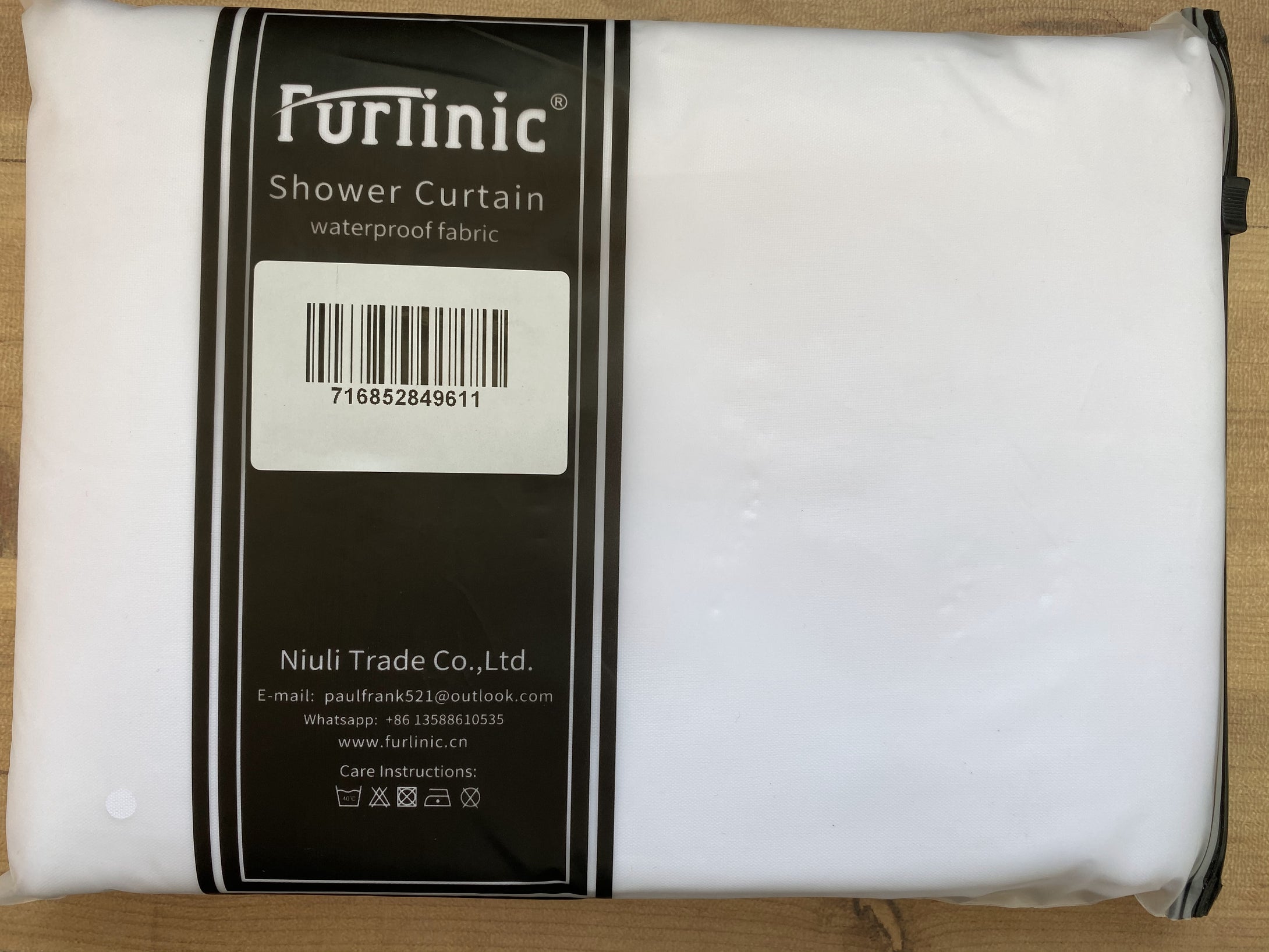 Furlinic Extra Long Hookless Shower Curtain, White Fabric Curtains Anti Mould and Waterproof for Wet Room with Plastic Buckles-80x183cm .