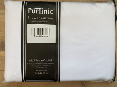 Furlinic White Hookless Shower Curtain Mildew Resistant and Waterproof Fabric, Weighted Curtains for Wetroom or Bathroom-35x72 Inch.