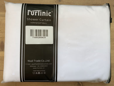 Furlinic Anti Mould Hookless Shower Curtain White Fabric, Weighted Curtains Liner Waterproof for Hotel and Family-47x72 Inch.