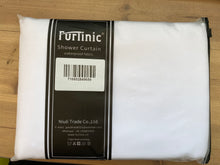 Load image into Gallery viewer, Furlinic Extra Long Hookless Shower Curtain White Fabric Curtains Anti Mould and Waterproof for Wet Room with Plastic Buckles-47x83 Inch.