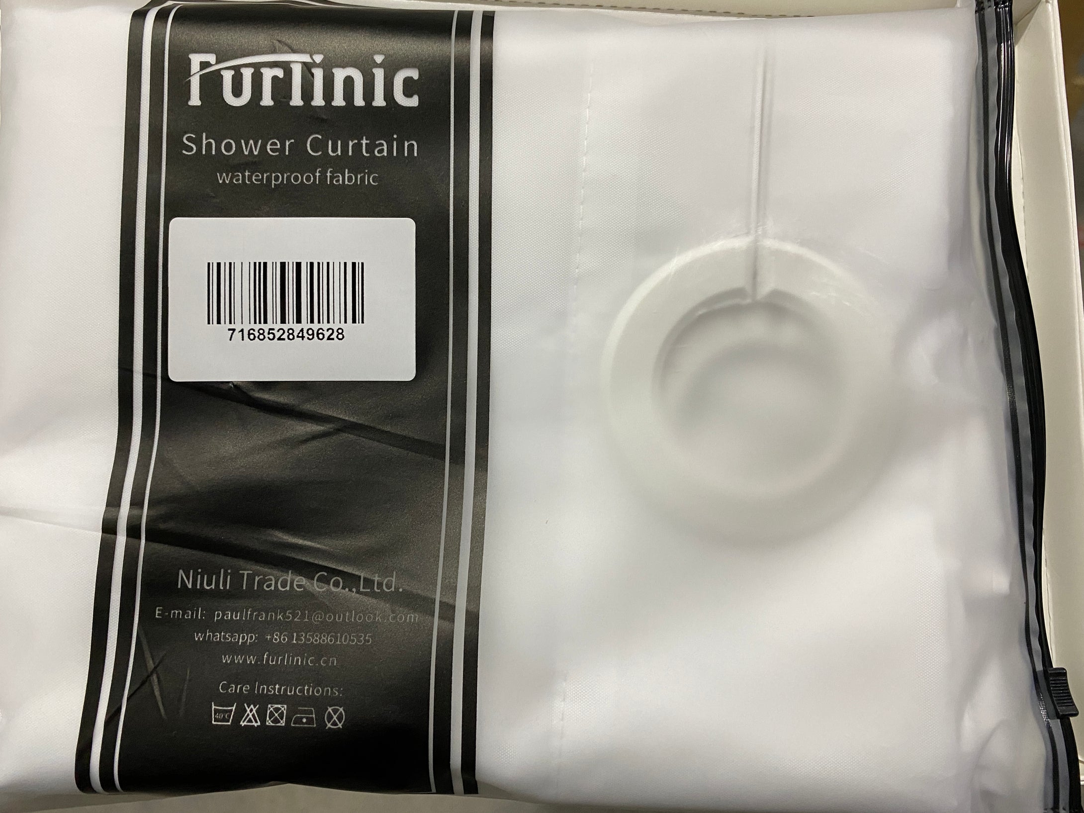 Furlinic Hookless Shower Curtain White Heavy Fabric,Stall Cloth Curtains Washable with Weighted Hem for Hotel or Family-72x35 Inch.