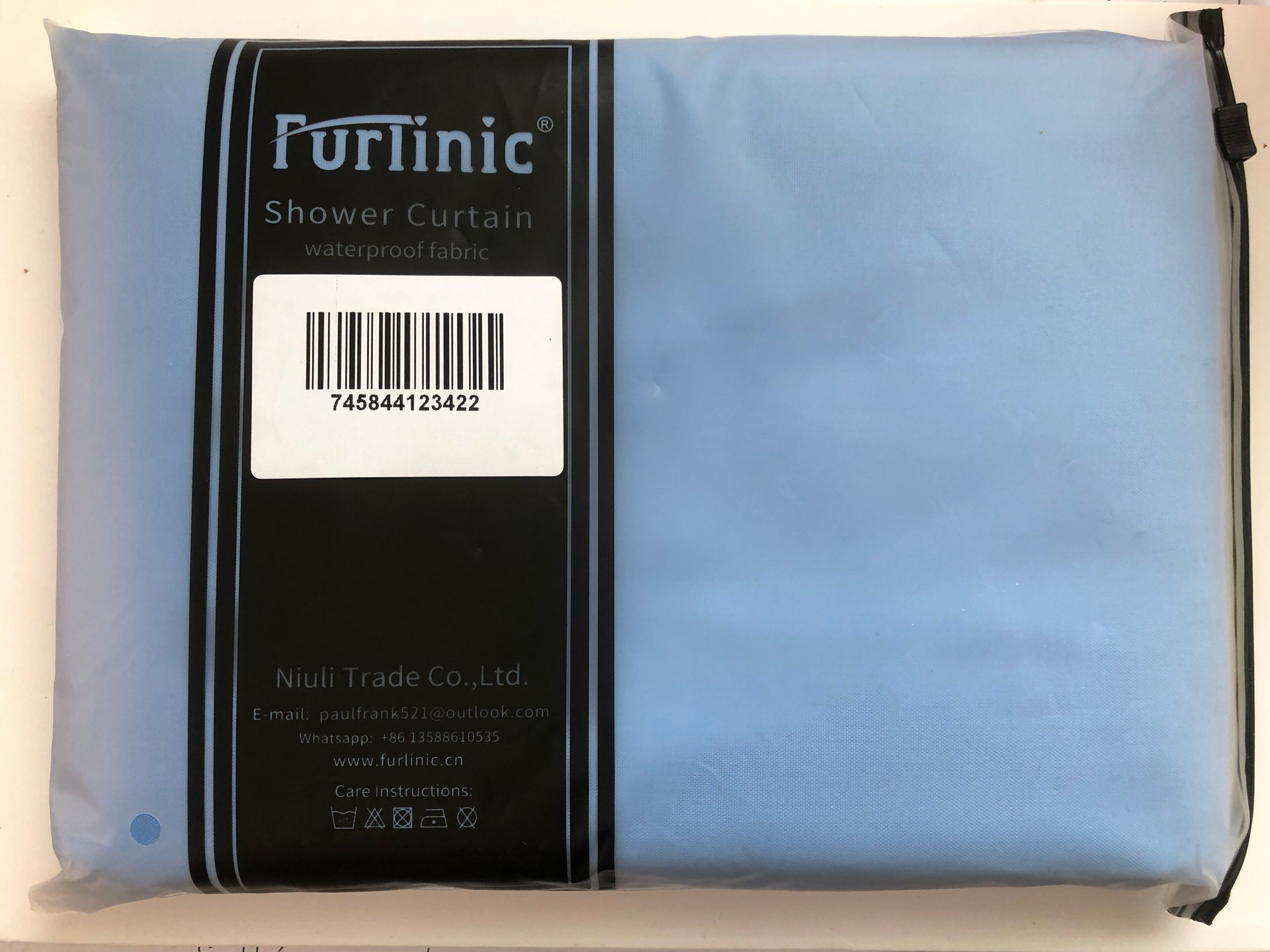 Furlinic Blue Shower Curtains,180 x 210cm Extra Long Bathroom Waterproof Fabric Washable Liner Mould Proof,Sets With 12 PCS Plastic Hooks.