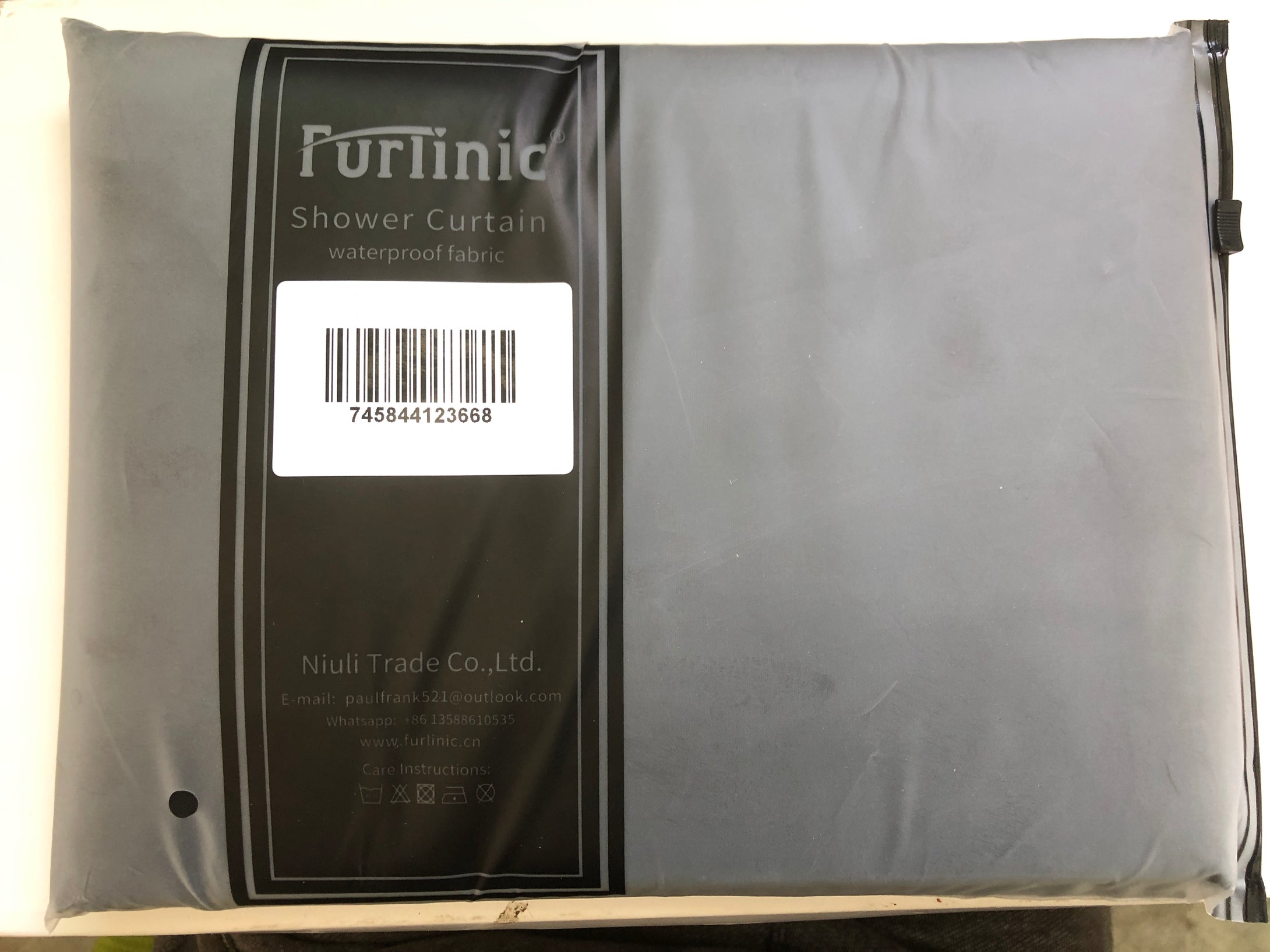 Furlinic Black Shower Curtains Extra Long Bathroom Waterproof Fabric Washable Liner Mould Proof,Sets With 12 PCS Plastic Hooks W180 x H200cm(72